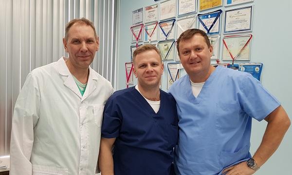 Доктора &laquo;МИФЦ&raquo; Семенов А.Ю. и Калачев И.И. с флебологом Доценко Н.М (г. Видное)