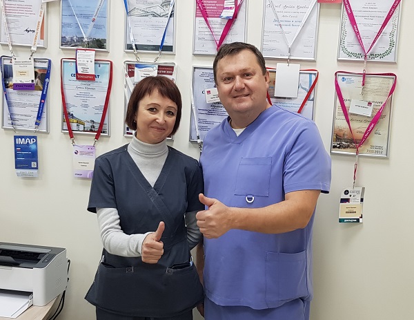 Хирург-флеболог Розенкова Татьяна Вячеславовна из Саратова с Семеновым А.Ю. после мастер-класса